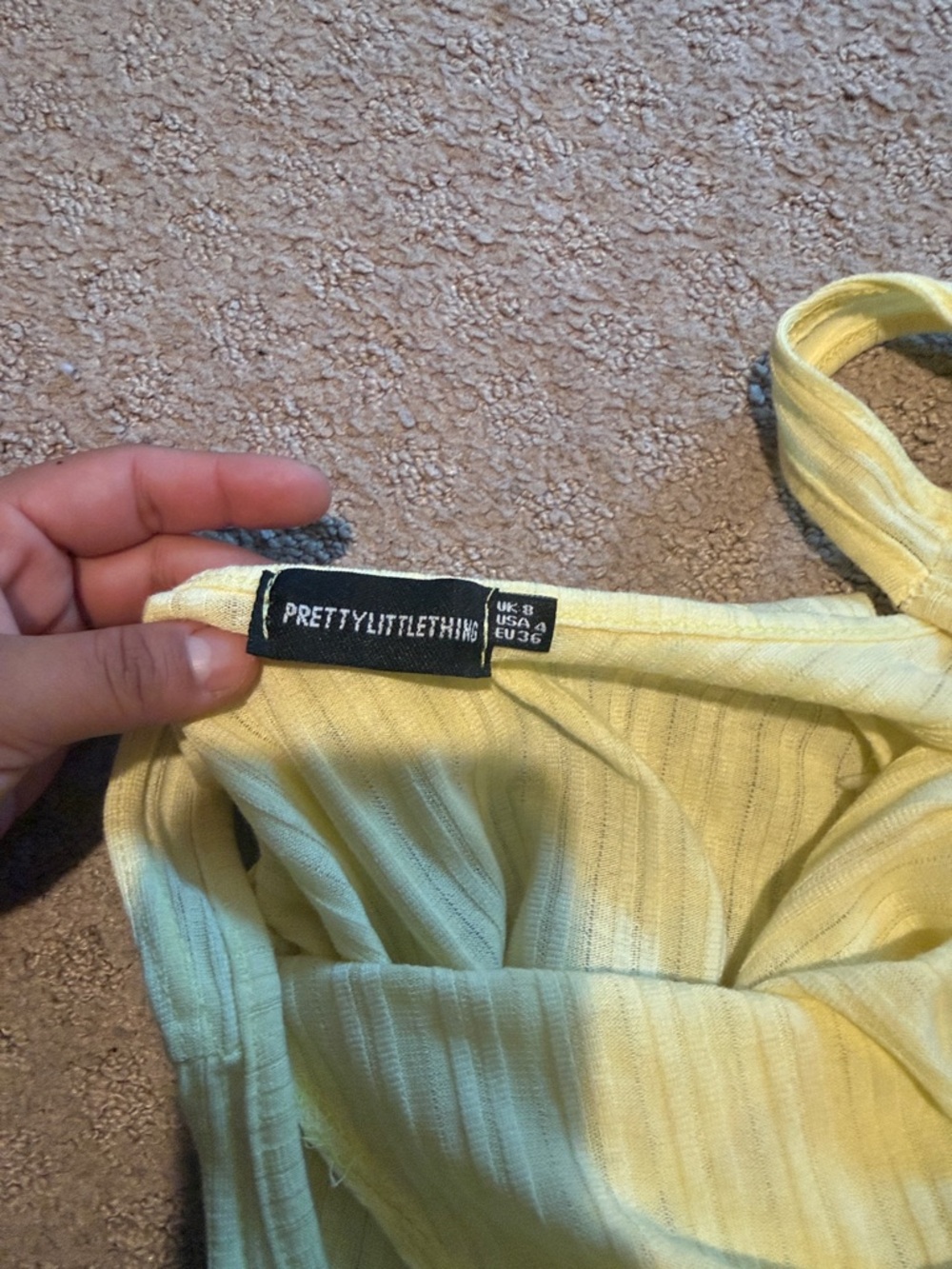 PrettyLittleThing Pale Yellow Ribbed Maxi Dress - Picture 3 of 3